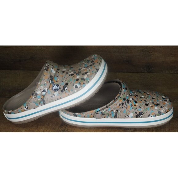 Crocs Tan Paint Splatter Slip On Clogs Sandals Men's 8 / Women's 10 - Picture 7 of 8
